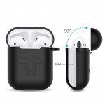 Wholesale 5 in 1 Accessories Kits Silicone Cover with Ear Hook Grips / Staps / Clip / Skin / Tips for Airpods 2 / 1 Charging Case (Black)